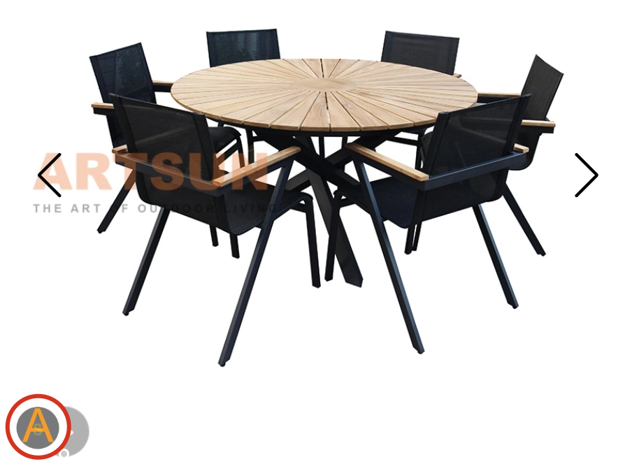 Round Teak Dining Set Aluminum Mesh Outdoor Resort Conjunto de jantar redondo de teca em malha de alumínio Resort ao ar livre