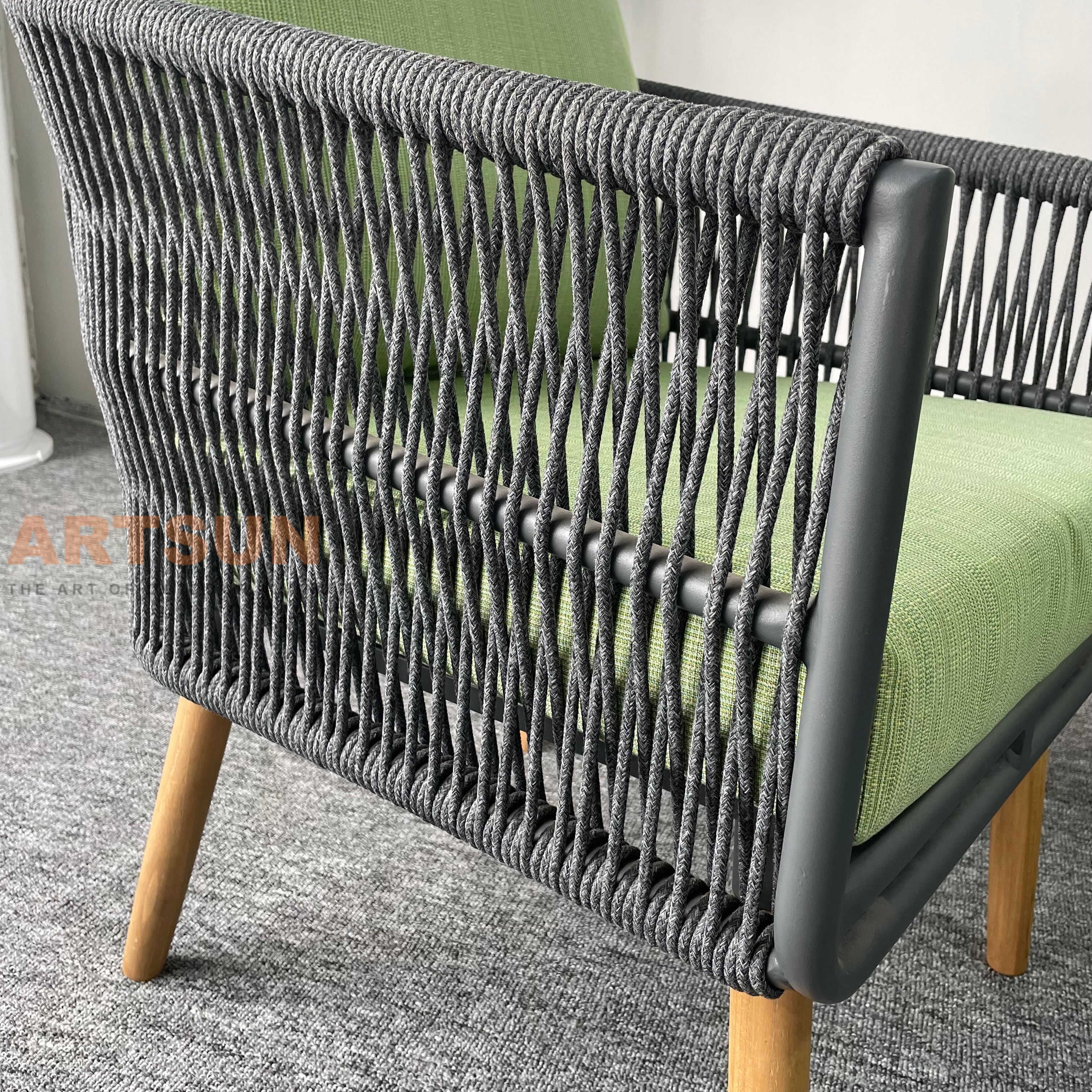 Sofá de jardim leve de corda de tecido mais popular para relaxar ao ar livre