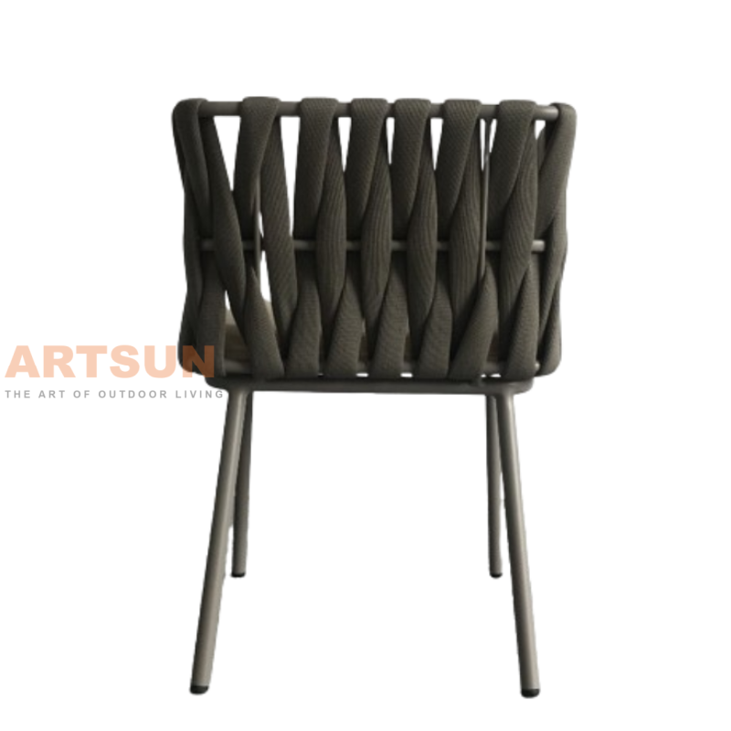 Cadeira externa de alumínio tecido com corda de luxo para projetos de jardins e hotéis