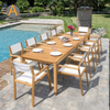 Conjunto de mesa de jantar ao ar livre de madeira retangular robusta