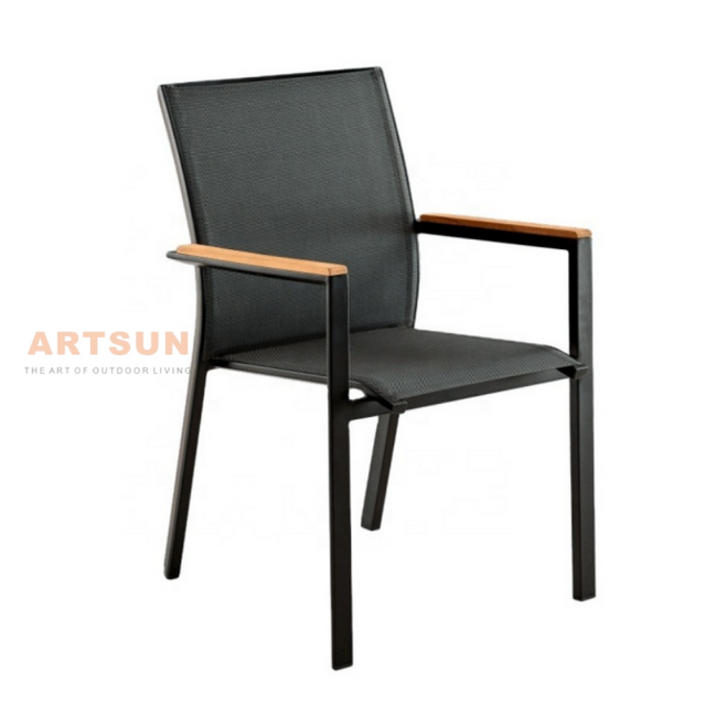 Design moderno, cadeira ao ar livre de jardim de alumínio empilhável para café