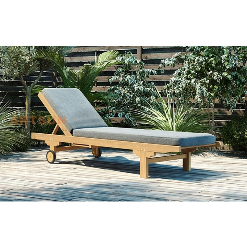 Espreguiçadeira reclinável de madeira de teca premium para spa