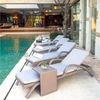 Lounge reclinável de vime à prova de intempéries para relaxamento à beira da piscina