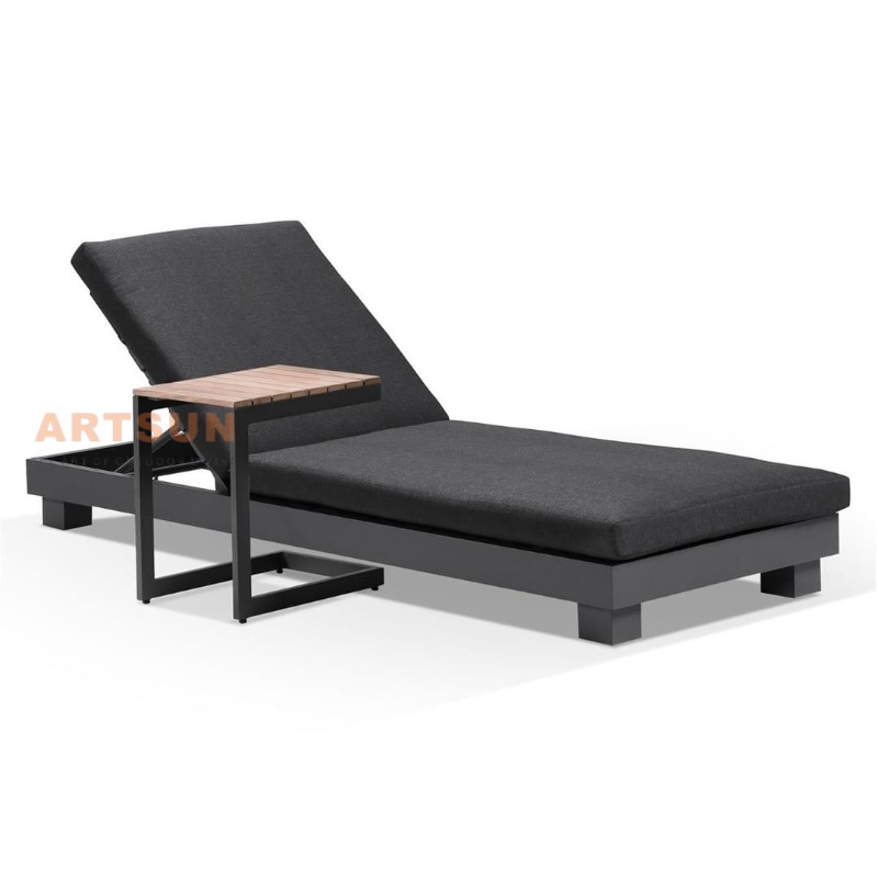 Estilo europeu de alumínio ao ar livre cama de sol espreguiçadeira com mesa lateral