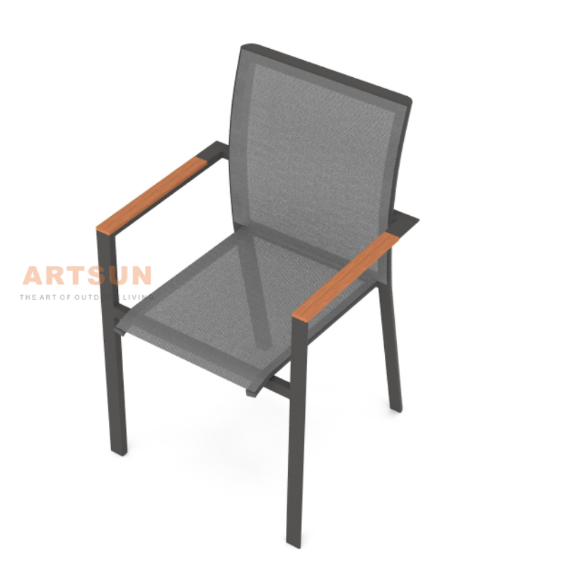 Design moderno, cadeira ao ar livre de jardim de alumínio empilhável para café