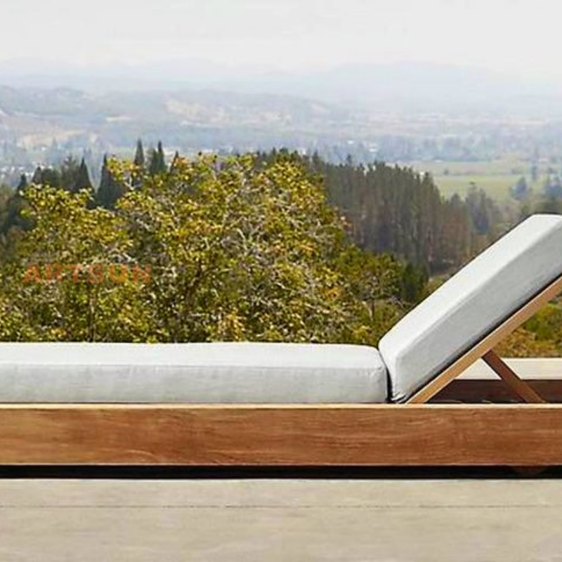 Hotel Resort Beach Single Teak Wood Chaise Lounge