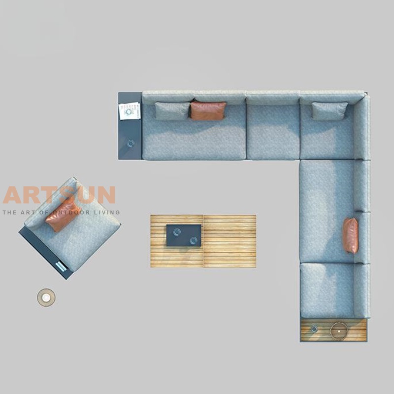  Conjunto de sofá secional externo de alumínio moderno para pátio de luxo