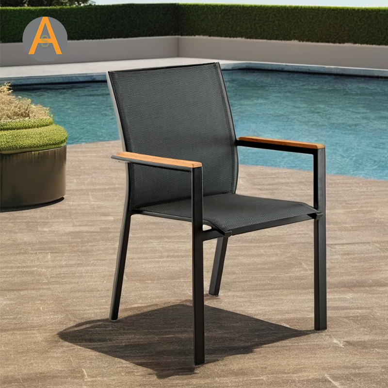 Design moderno Móveis ao ar livre Cadeira de jardim de alumínio empilhável para café