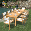 Conjunto de mesa de jantar ao ar livre de madeira retangular robusta