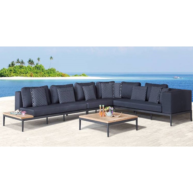 Conjunto de sofá seccional de lounge ao ar livre de madeira mais favorável