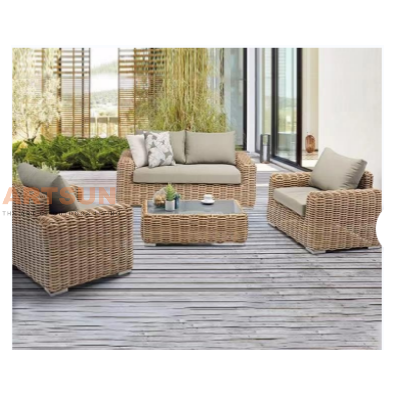 Conjunto de sofá de jardim de vime de vime de alta qualidade para exterior