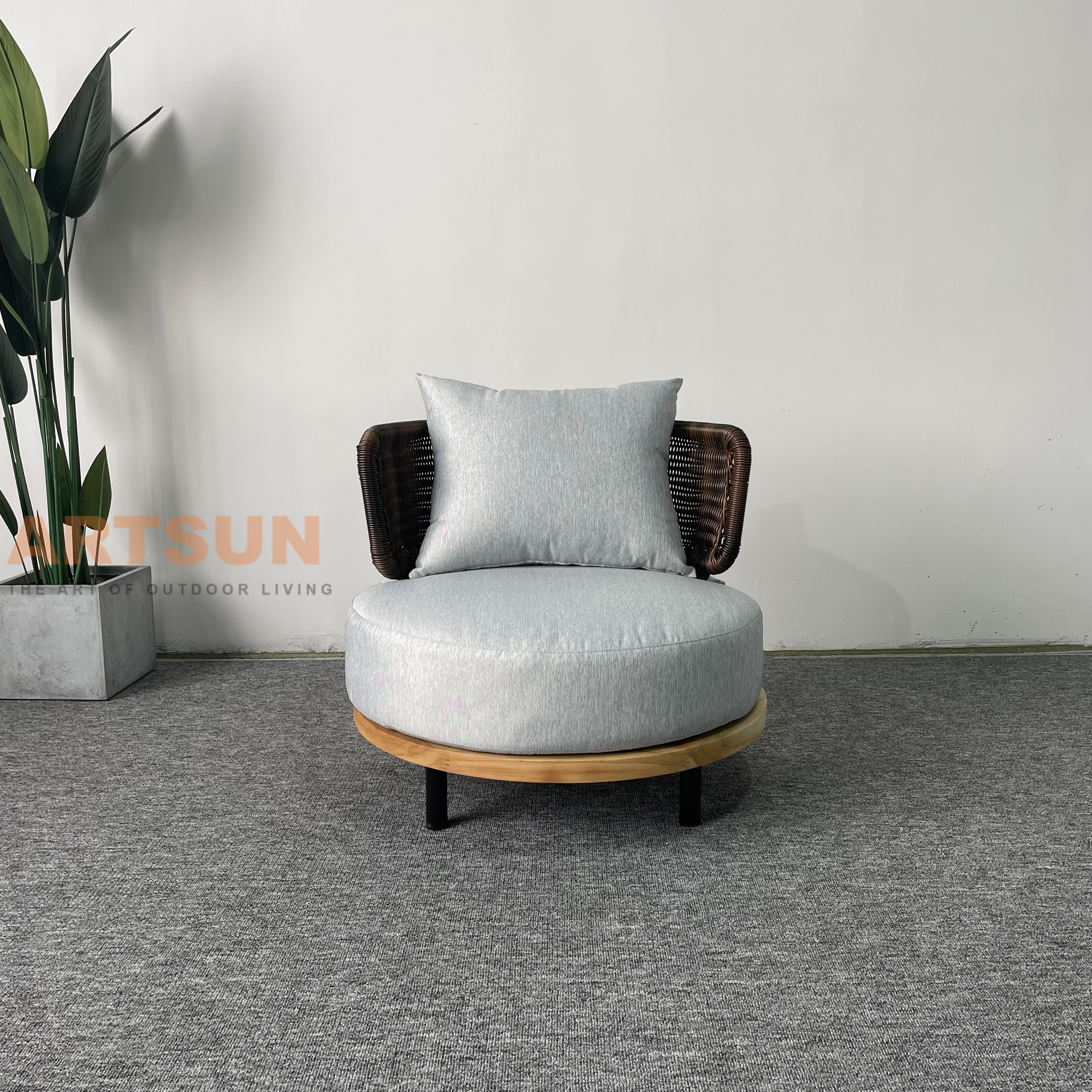 Sofá de jardim de vime de alta qualidade com almofada