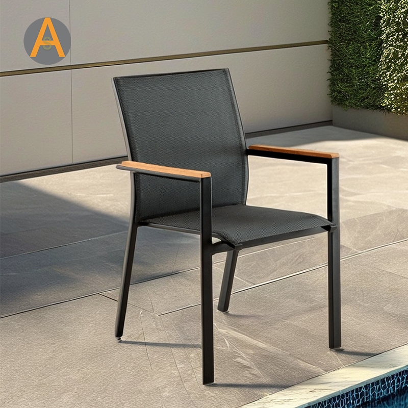 Design moderno Móveis ao ar livre Cadeira de jardim de alumínio empilhável para café