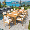 Conjunto de mesa de jantar ao ar livre de madeira retangular robusta