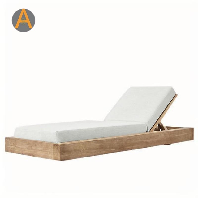 Hotel Resort Beach Chaise Lounge Teak Wood Frame Sun Fread para o lado da piscina externa
