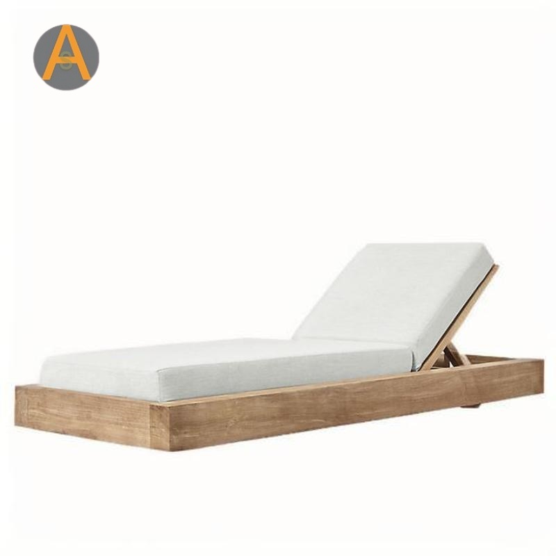 Hotel Resort Beach Chaise Lounge Teak Wood Frame Sun Fread para o lado da piscina externa