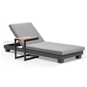 Estilo europeu de alumínio ao ar livre cama de sol espreguiçadeira com mesa lateral