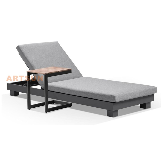 Estilo europeu de alumínio ao ar livre cama de sol espreguiçadeira com mesa lateral