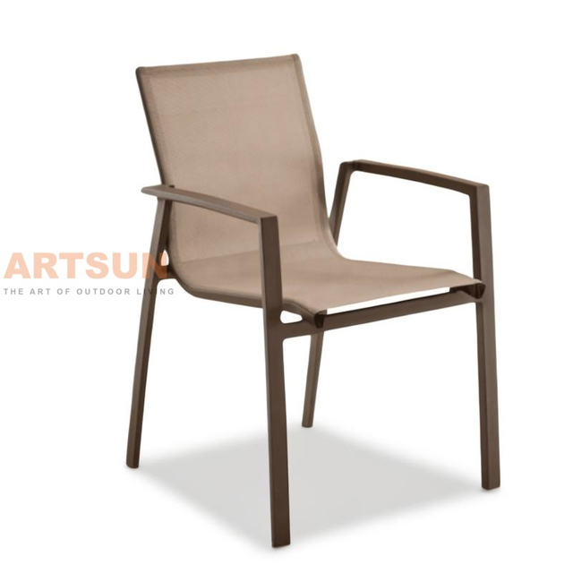 Cadeiras de jantar empilháveis ​​de design respirável para jardim ao ar livre