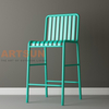Cadeira de bar de alumínio para exterior com design de encosto de ripas para projetos comerciais modernos de bar de pátio