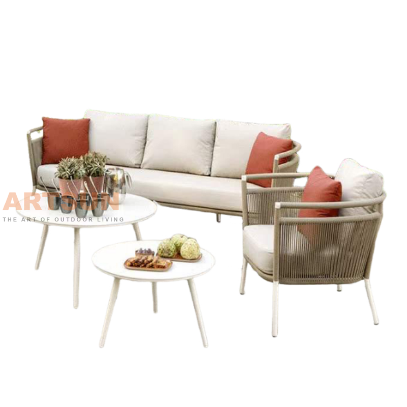 Hot Sale Aluminium Secção de jardim ao ar livre de alumínio Conjunto com mesa de café