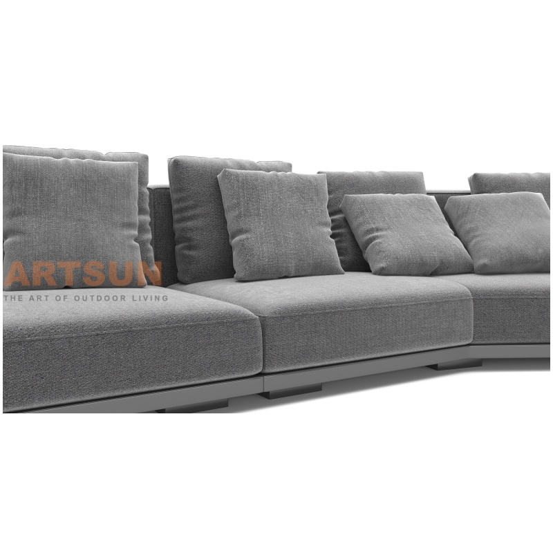 Sofá modular moderno para exterior com mesa lateral em design curvo de luxo