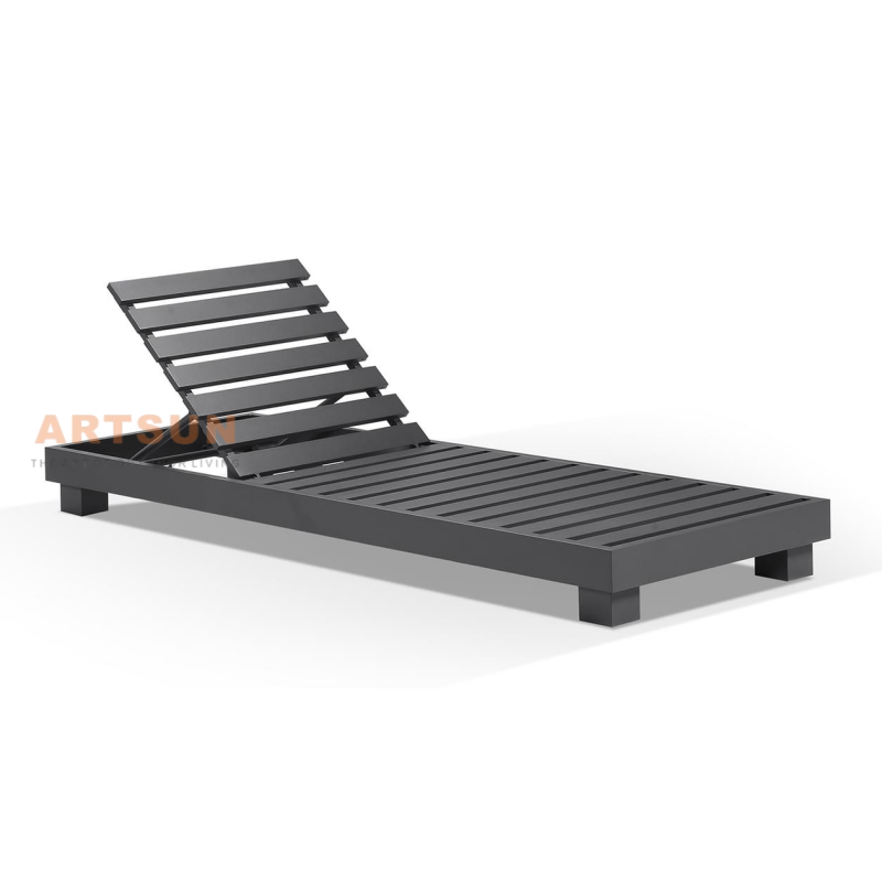 Estilo europeu de alumínio ao ar livre cama de sol espreguiçadeira com mesa lateral