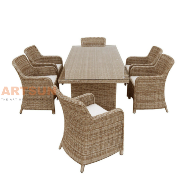 Poltrona de pátio de vime tecido confortável para jardim de hotel