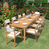Conjunto de mesa de jantar ao ar livre de madeira retangular robusta