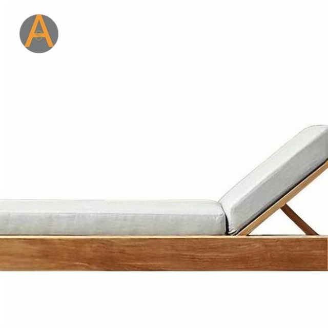 Hotel Resort Beach Chaise Lounge Teak Wood Frame Sun Fread para o lado da piscina externa