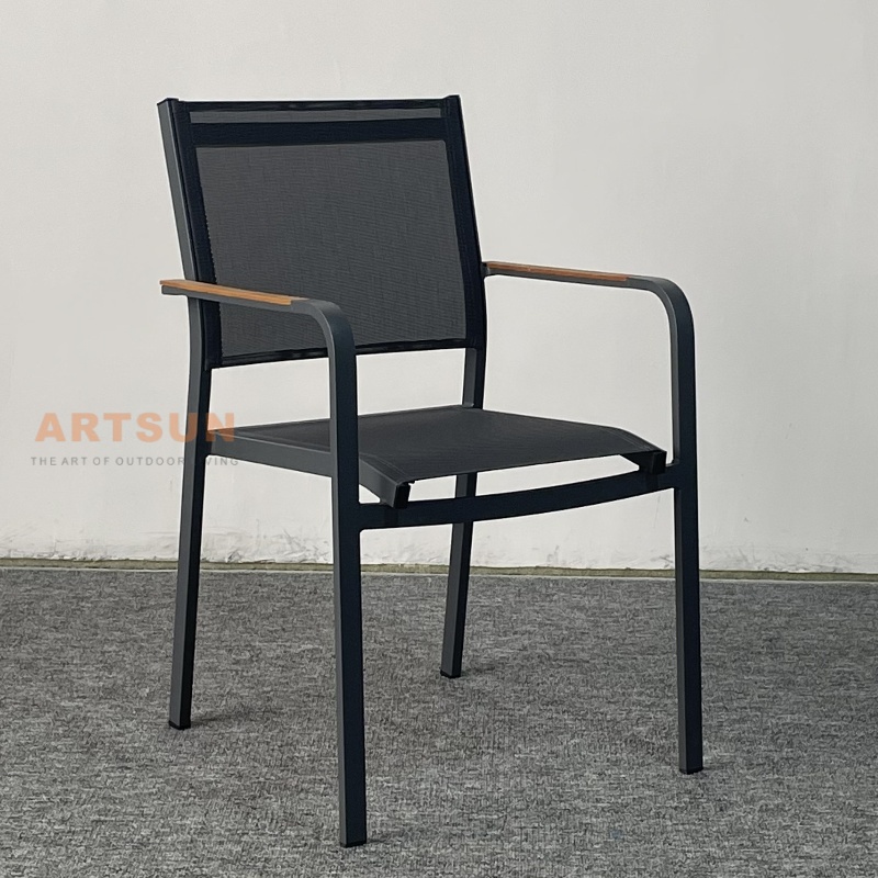 Cadeiras de jantar empilháveis ​​de design respirável para quintal