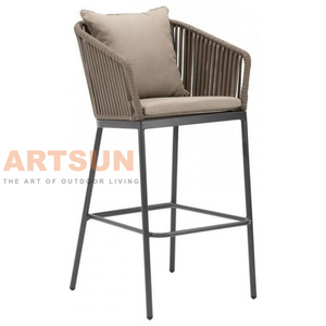 Cadeira de balcão de corda externa durável com estrutura resistente às intempéries