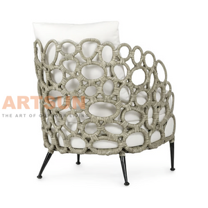 Cadeira de sofá de corda sintética tecida ao ar livre para lobby de hotel cinco estrelas