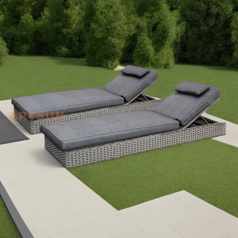  Reclinado de Rattan Sunger de Rattan para o Hotel Villa