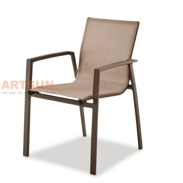 Cadeiras de jantar empilháveis ​​de design respirável para jardim ao ar livre