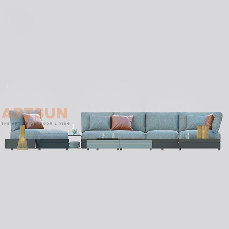  Conjunto de sofá secional externo de alumínio moderno para pátio de luxo