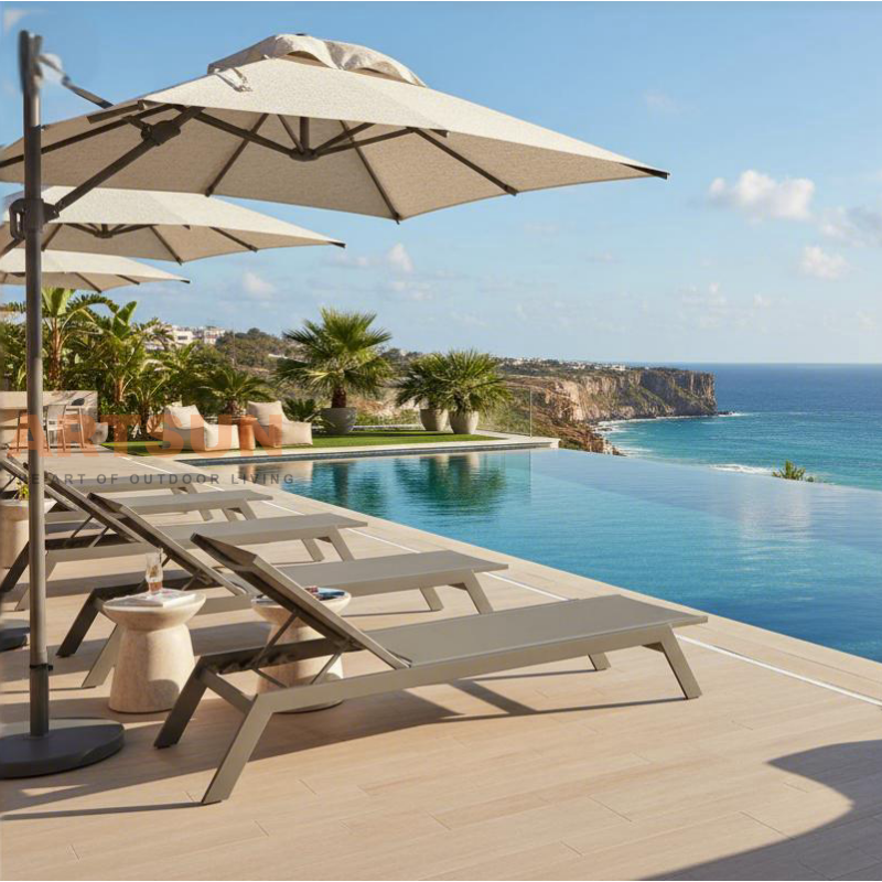 Espreguiçadeira de alumínio Teslin de secagem rápida e respirável para hotéis e resorts