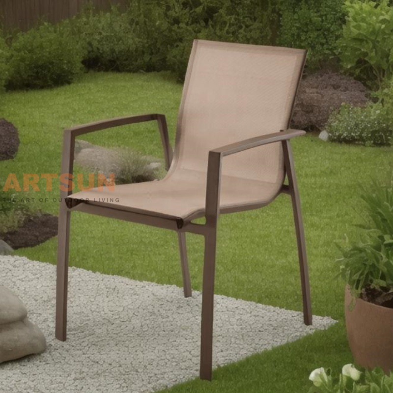 Cadeiras de jantar empilháveis ​​de design respirável para jardim ao ar livre
