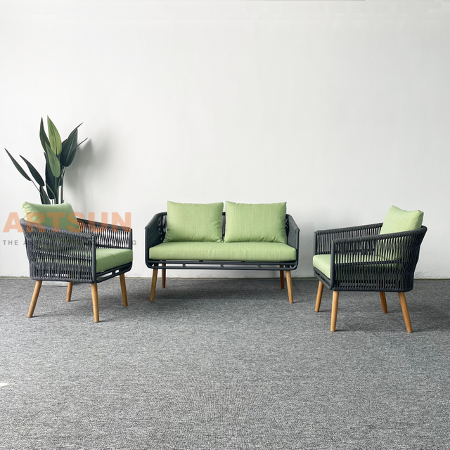 Sofá de jardim leve de corda de tecido mais popular para relaxar ao ar livre