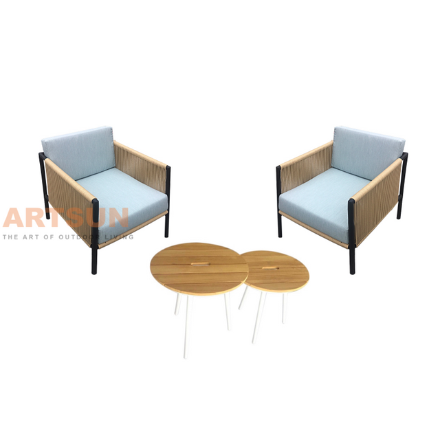 Cadeira de sofá de corda sintética tecida ao ar livre para assentos modernos no pátio