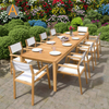 Conjunto de mesa de jantar ao ar livre de madeira retangular robusta