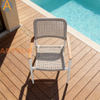 Novo design premium empilhável pátio externo jardim corda tecelagem resistente às intempéries cadeira de jantar com garantia para hotel resort villa restaurante hospitalidade à beira da piscina