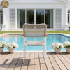 Novo design premium empilhável pátio externo jardim corda tecelagem resistente às intempéries cadeira de jantar com garantia para hotel resort villa restaurante hospitalidade à beira da piscina